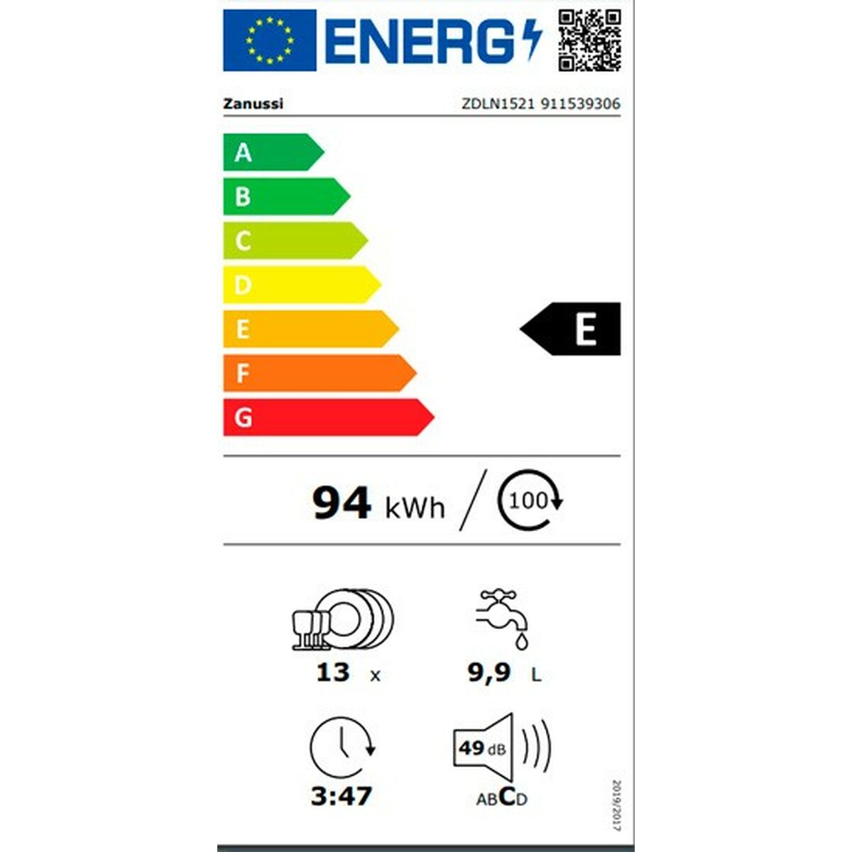 Diskmaskin Zanussi ZDLN1521 Vit 1950 W - 2