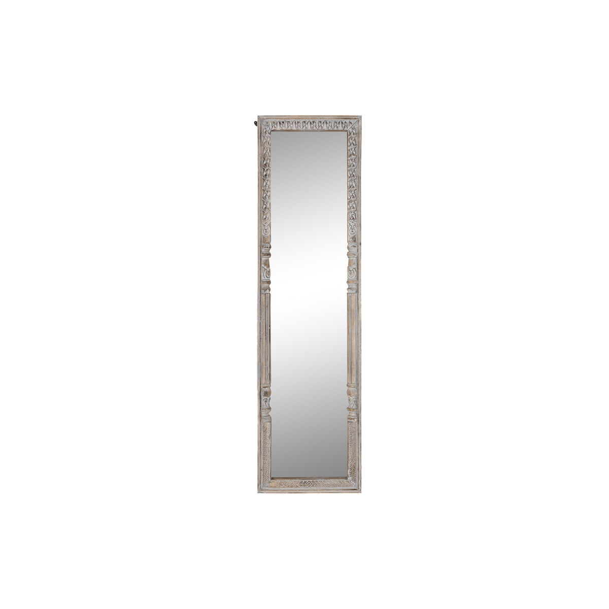 Väggspegel DKD Home Decor Vit Brun Mangoträ Speglar 50,8 x 7 x 184 cm