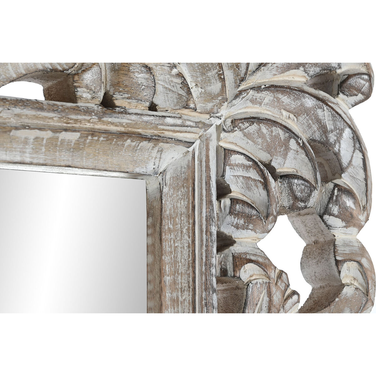 Väggspegel DKD Home Decor 60 x 3,5 x 180 cm Glas Naturell Vit Mangoträ Neoklassisk Avskalad - 2