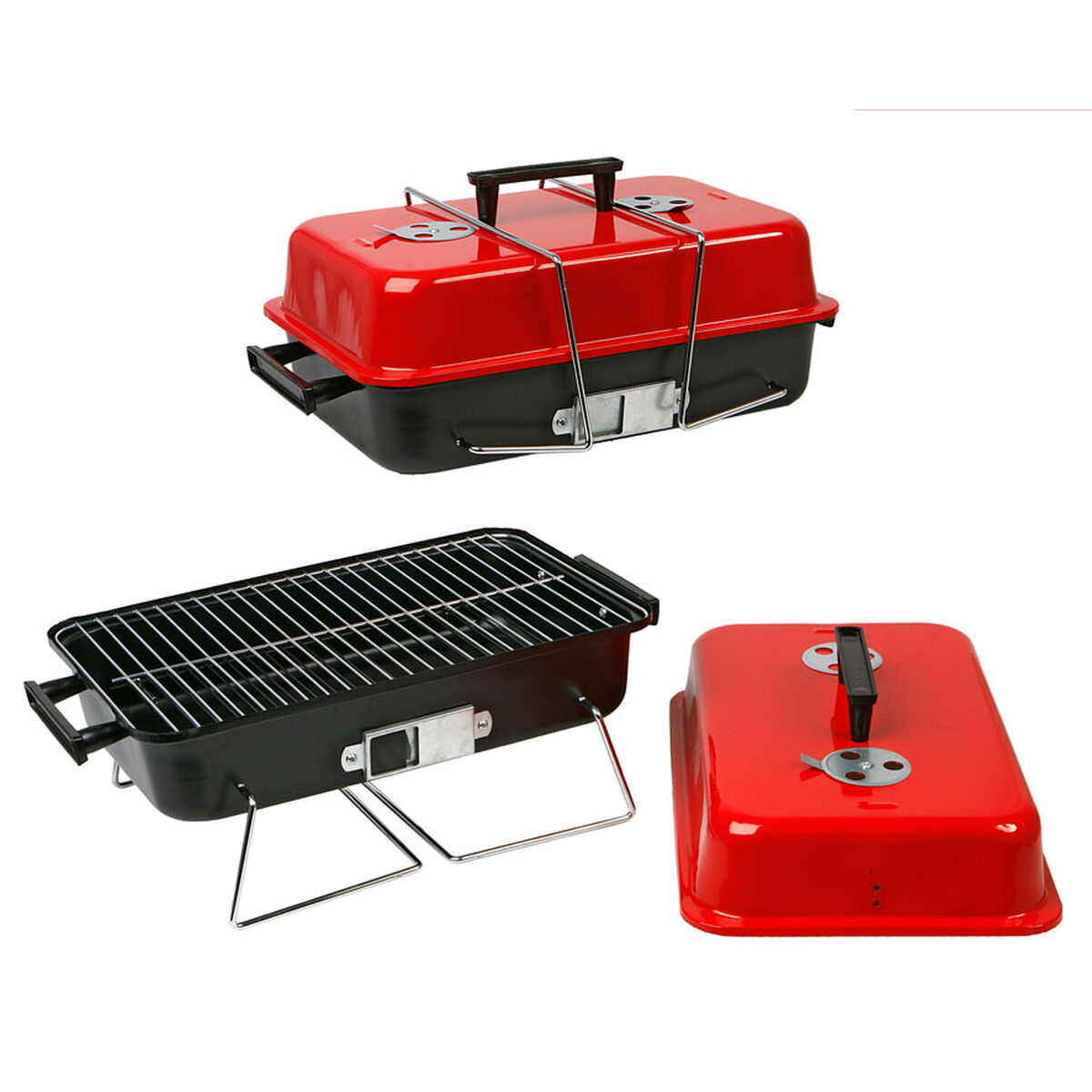 Bärbar Grill 43 x 25 x 23 cm Röd/Svart