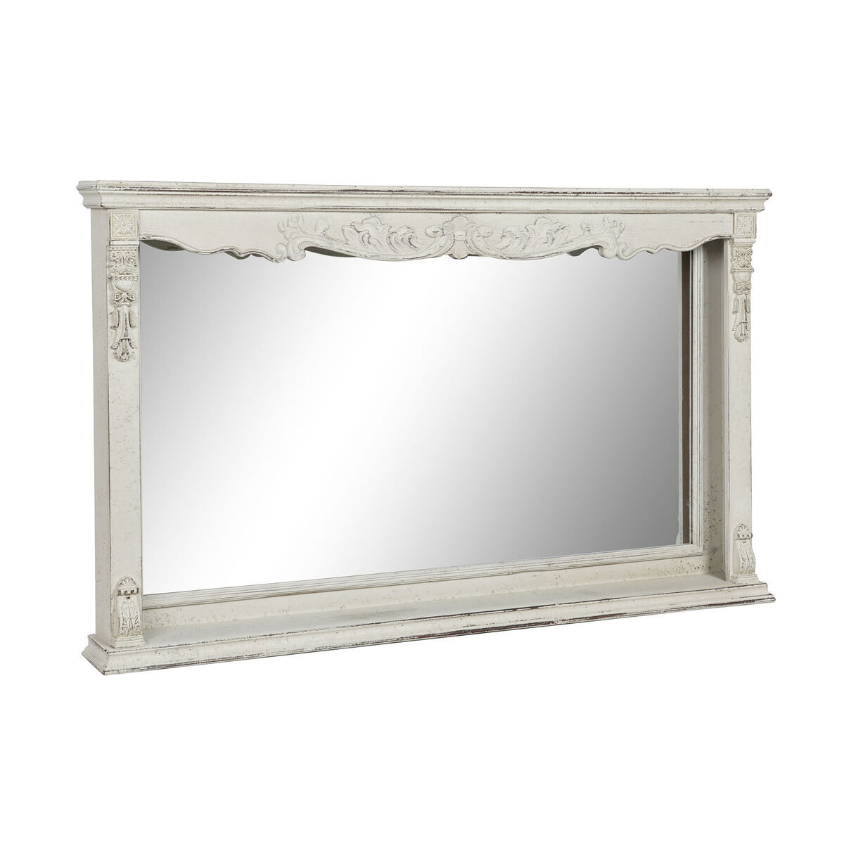 Väggspegel DKD Home Decor 125 x 12 x 76 cm Gran Glas Vit Vintage Trä MDF