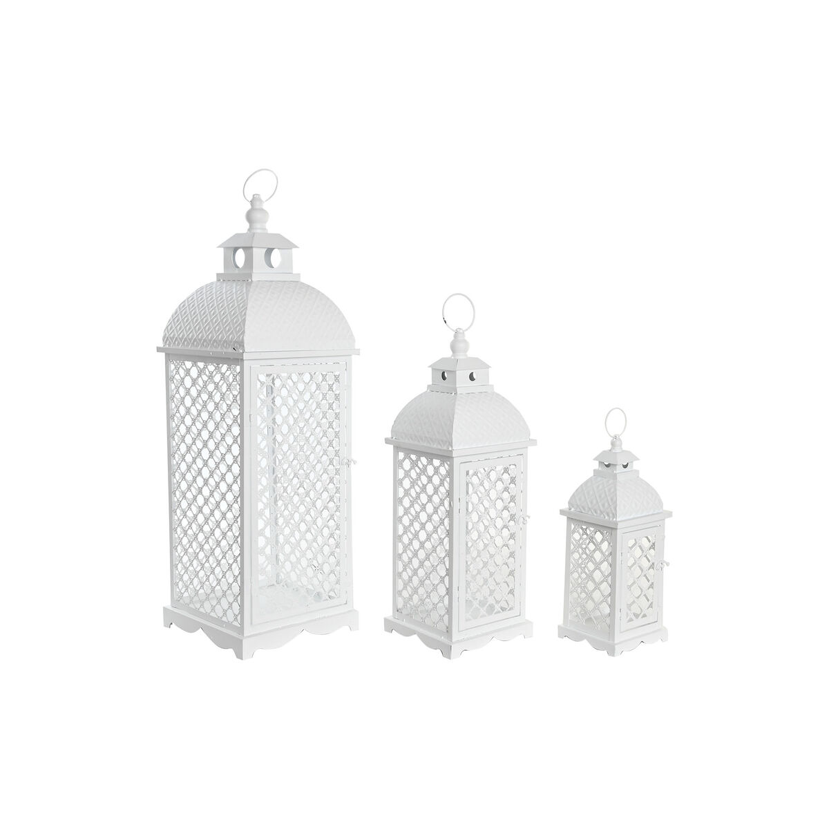 Gatlykta DKD Home Decor 24 x 24 x 74 cm Antikbehandlad Glas Metall Vit Arab