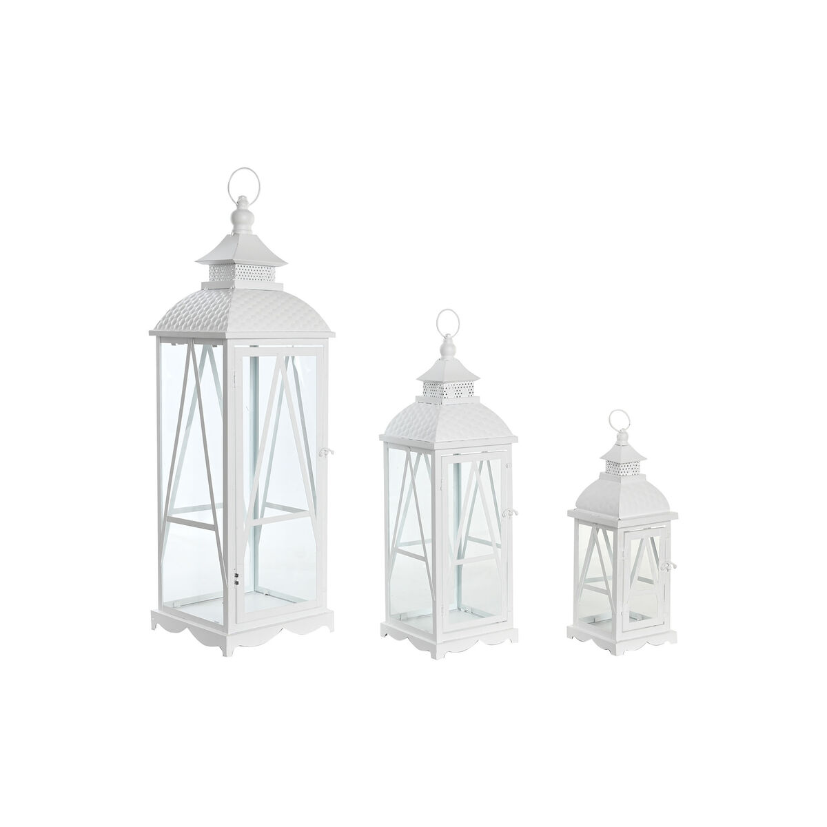 Gatlykta DKD Home Decor 22 x 22 x 75 cm Glas Metall Vit Shabby Chic