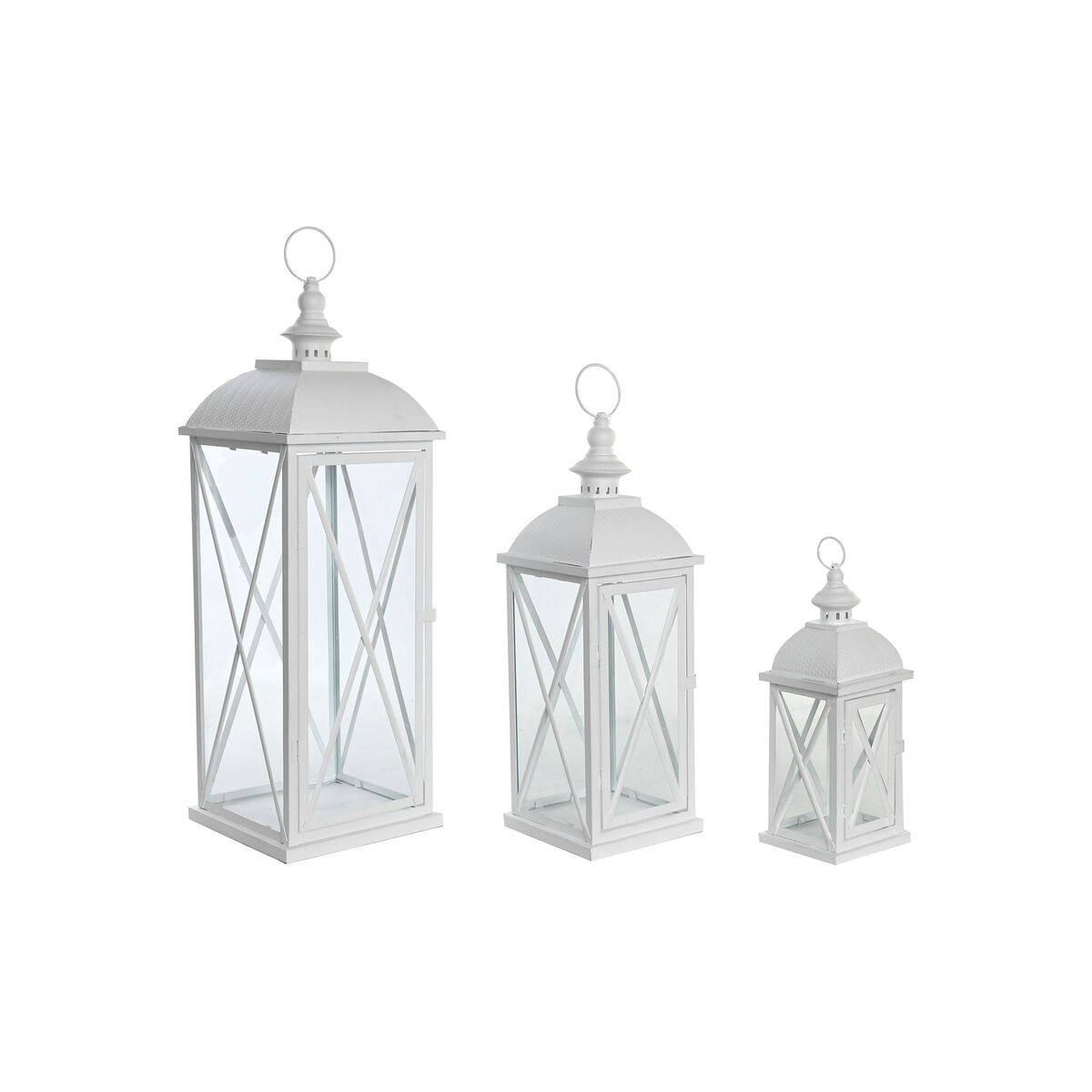 Gatlykta DKD Home Decor 22 x 22 x 66 cm Glas Metall Vit Shabby Chic