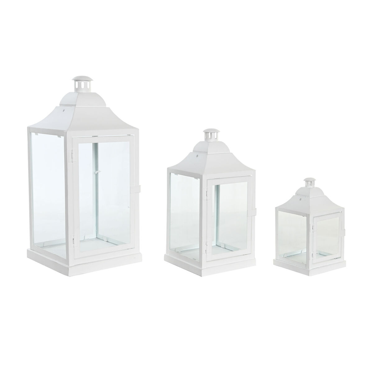 Gatlykta DKD Home Decor 24 x 24 x 60 cm Glas Metall Vit Urban