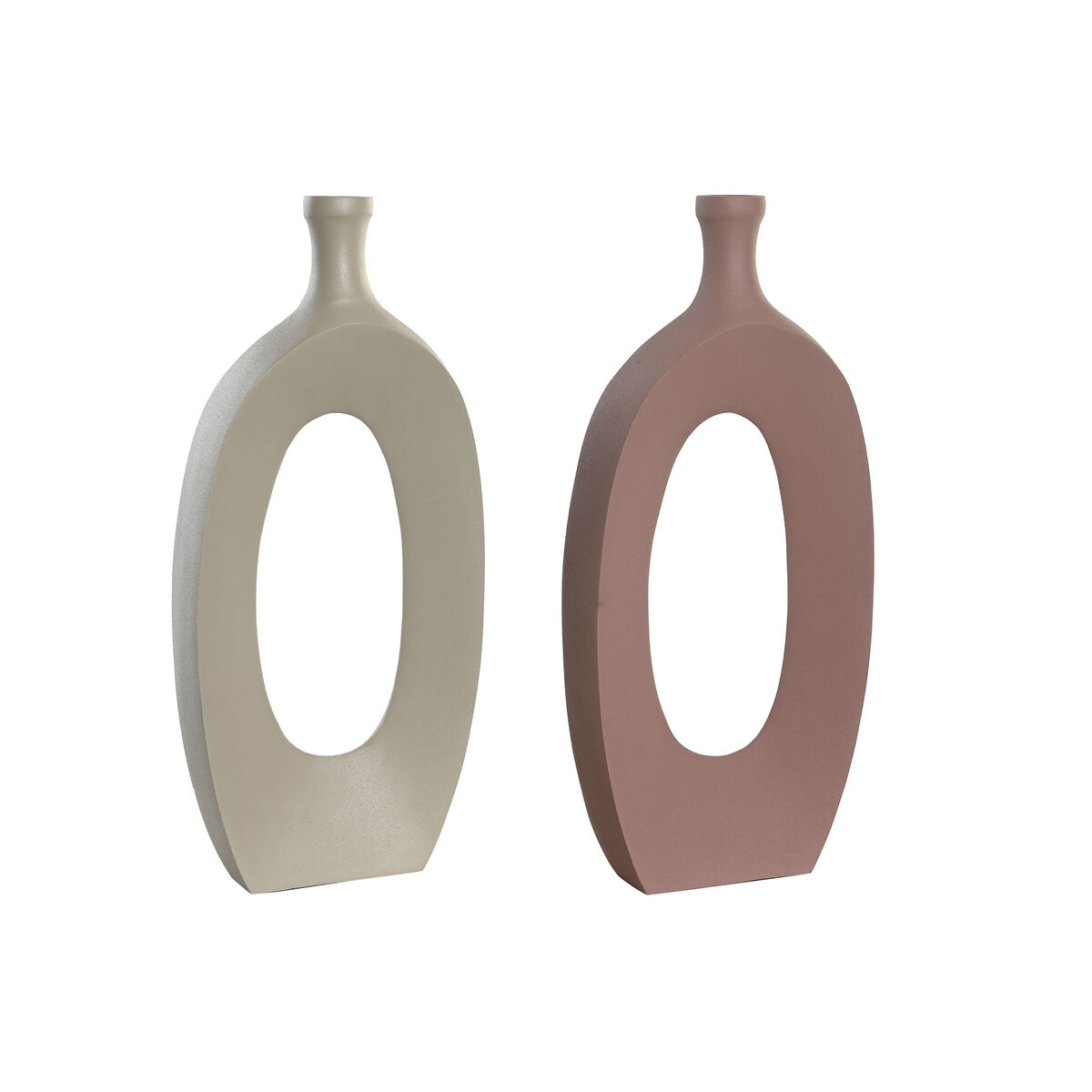 Vas DKD Home Decor 21 x 7 x 48 cm Beige Rosa Aluminium (2 antal)