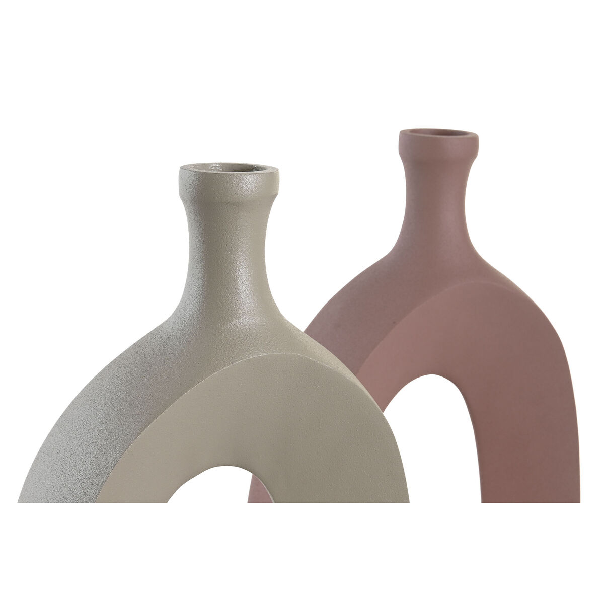 Vas DKD Home Decor 21 x 7 x 48 cm Beige Rosa Aluminium (2 antal) - 3