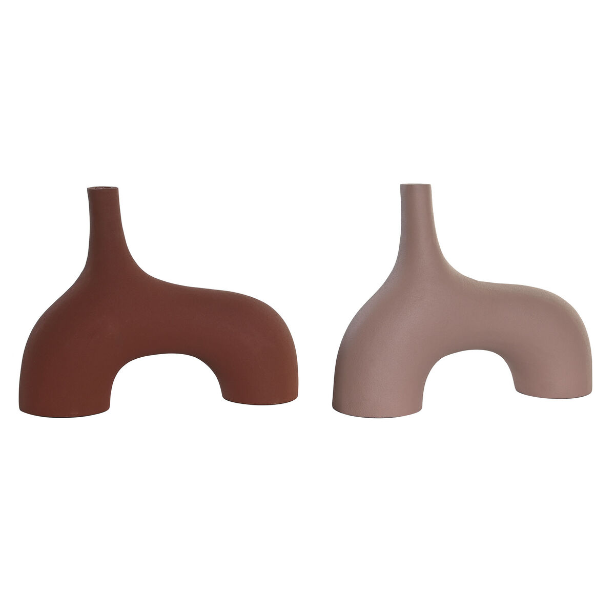 Vas DKD Home Decor 32 x 9,5 x 25 cm Rosa Terrakota n Aluminium (2 antal)