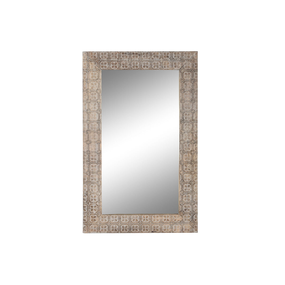Väggspegel DKD Home Decor Brun Naturell Glas Mangoträ Indier 76,5 x 3 x 122 cm