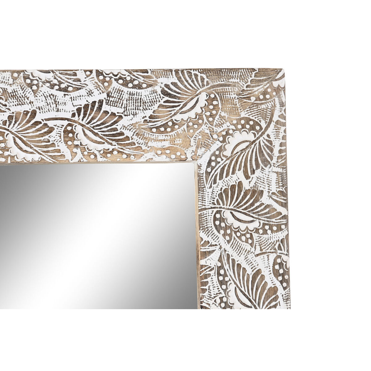 Väggspegel DKD Home Decor 44 x 3 x 150 cm Glas Brun Vit Mangoträ Indier Trä MDF Avskalad - 3
