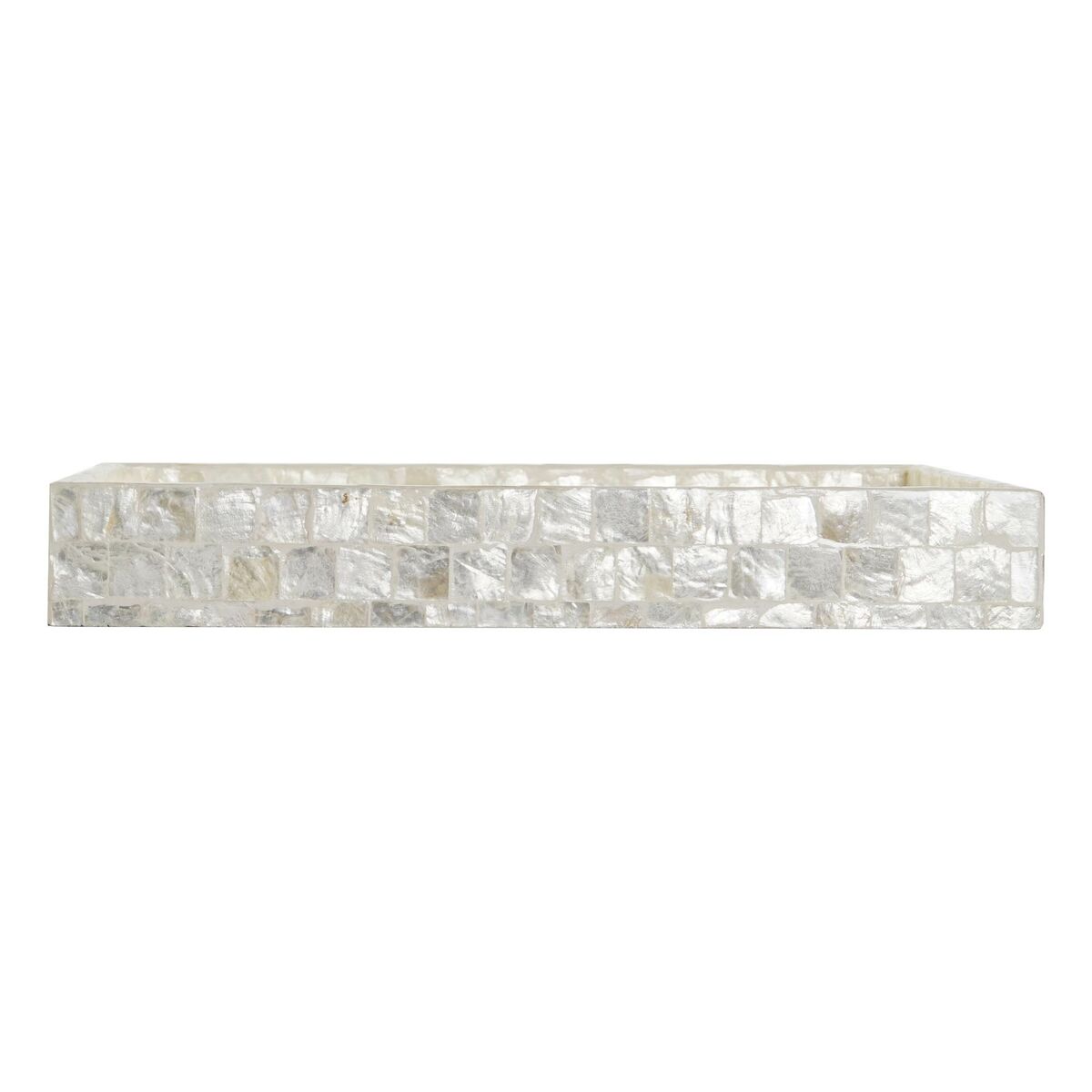 Uppsättning med Brickor DKD Home Decor Vit Pärlemor Bambu 40 x 30 x 5 cm Medelhavs (2 antal) - 2