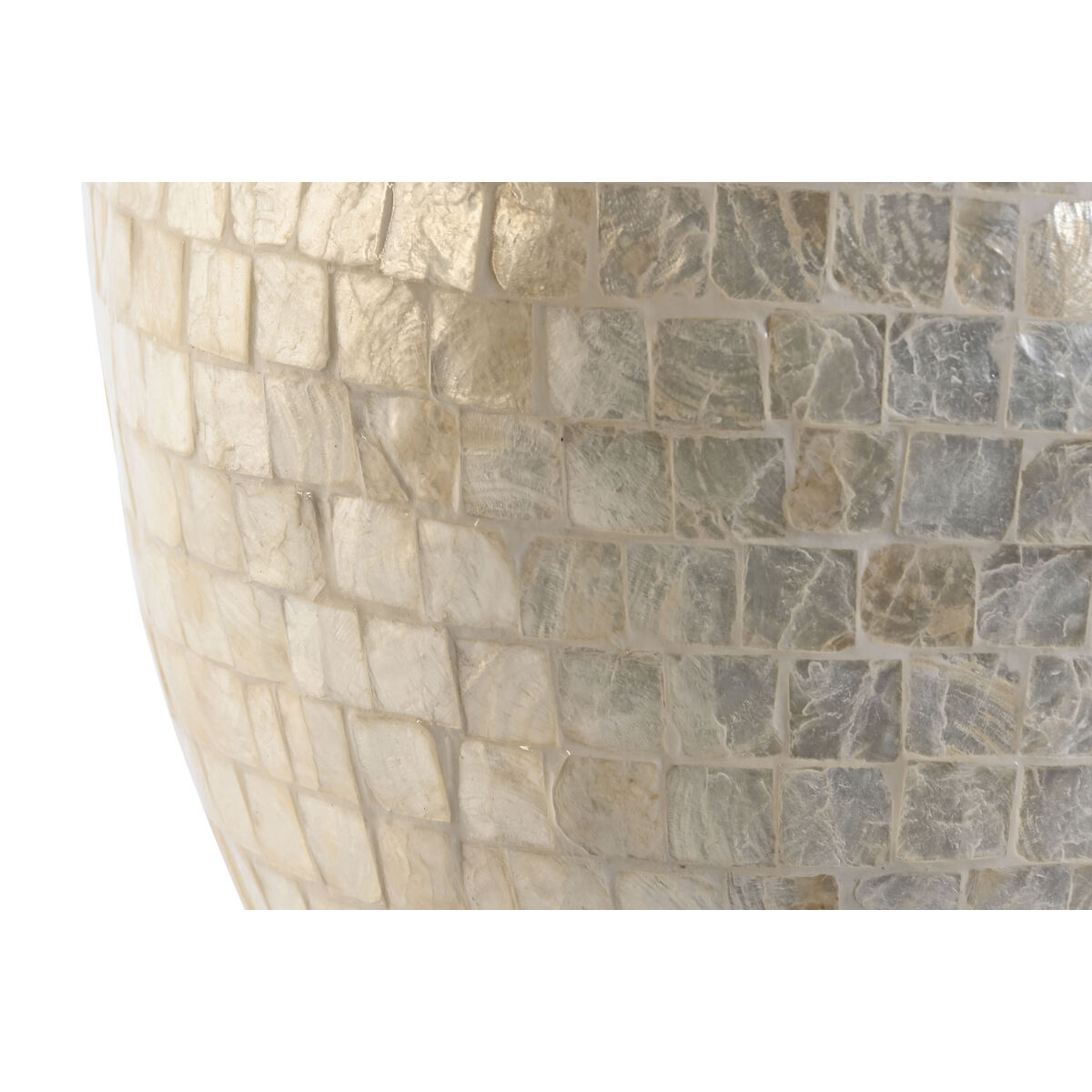 Vas DKD Home Decor Vit Bambu Pärlemor Naturell Löv av en växt Medelhavs 30 x 30 x 36 cm - 2