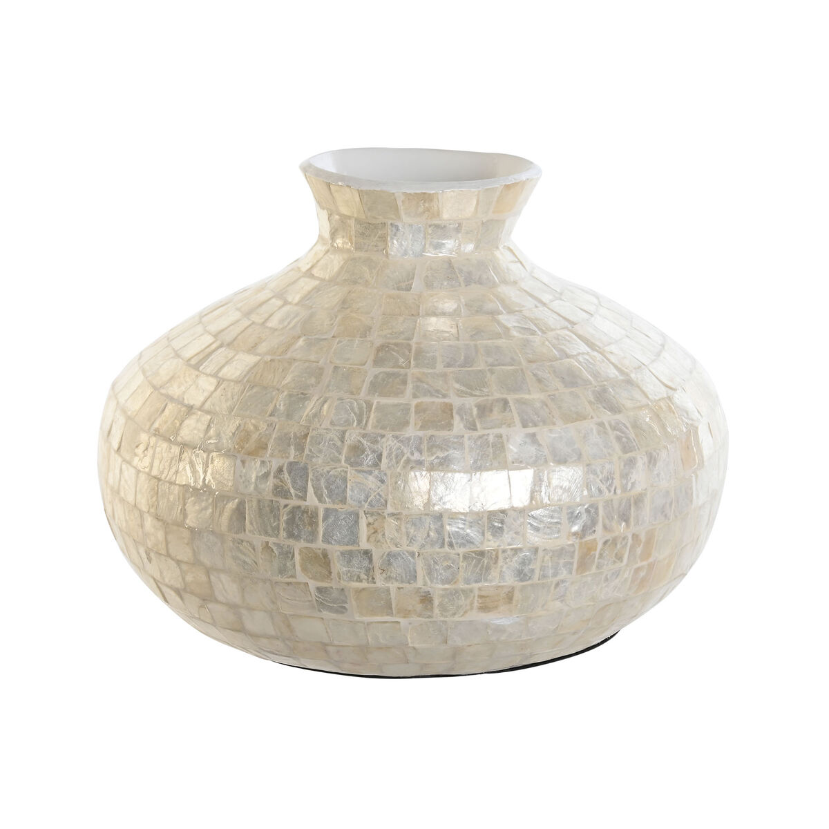 Vas DKD Home Decor Vit Bambu Pärlemor Naturell Medelhavs 34 x 34 x 26 cm
