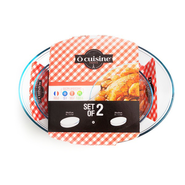 Set med Ugnsfasta Formar Ô Cuisine 334SA06 Transparent Glas (2 pcs)