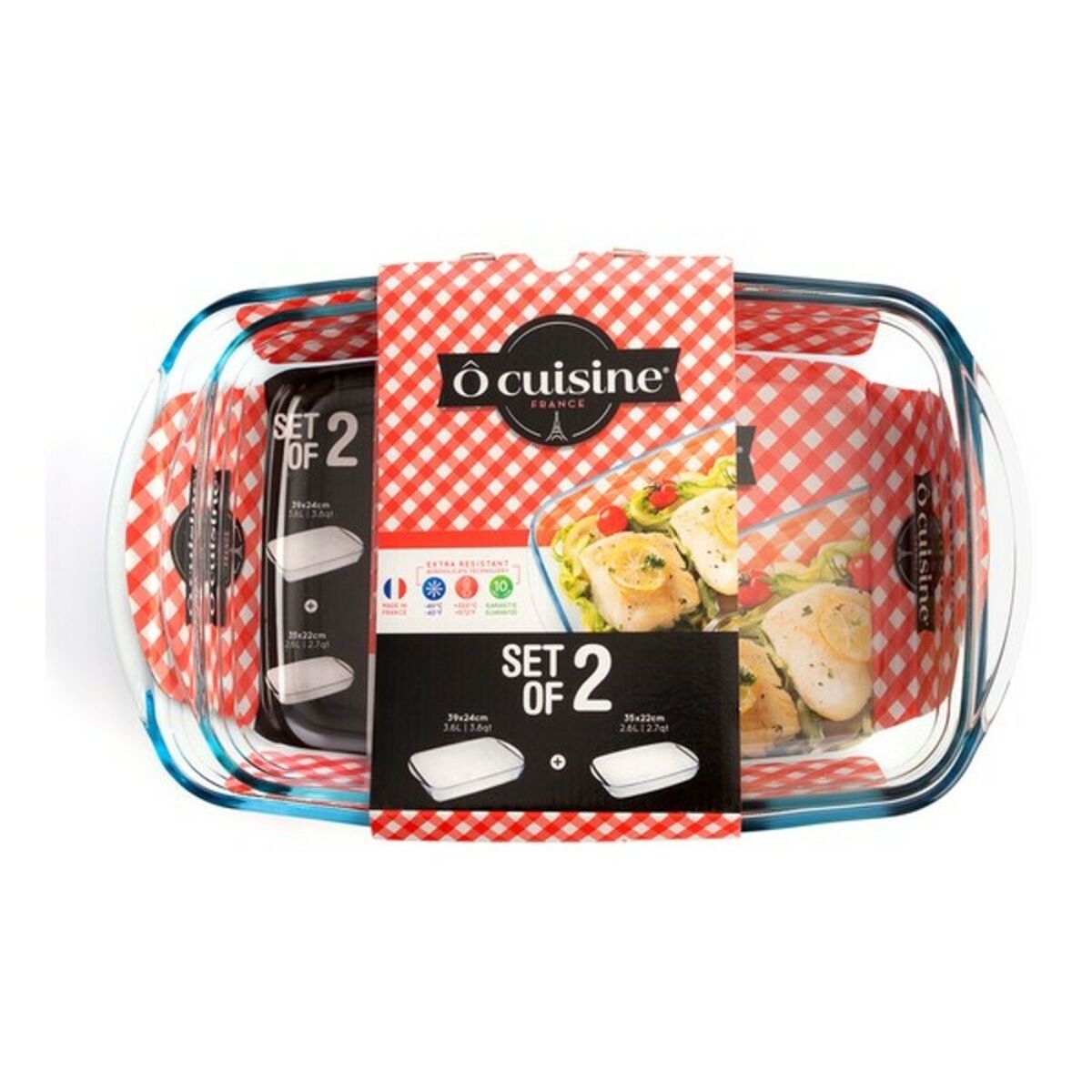 Set med Ugnsfasta Formar Ô Cuisine 334SA05 Transparent Glas (2 pcs) - 3