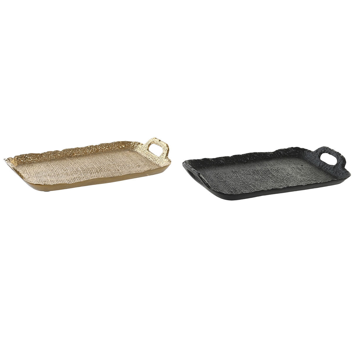 Snacksbricka DKD Home Decor 36 x 21 x 4,5 cm Svart Gyllene Aluminium Modern (2 antal)