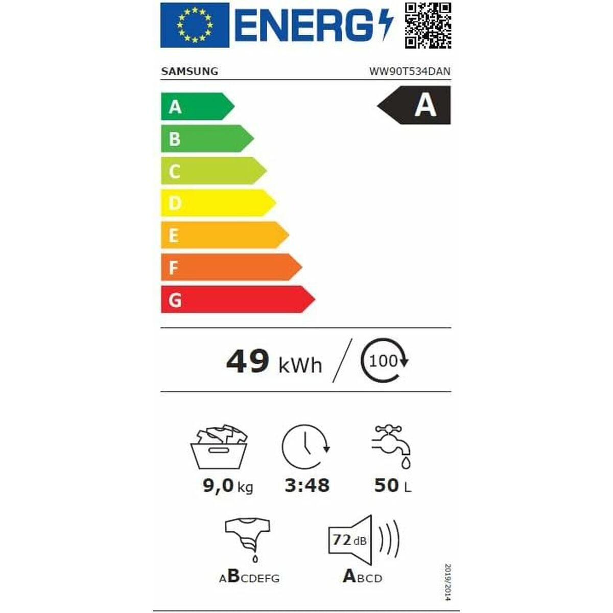 Tvättmaskin Samsung WW90T534DAN 60 cm 1400 rpm 9 kg - 2
