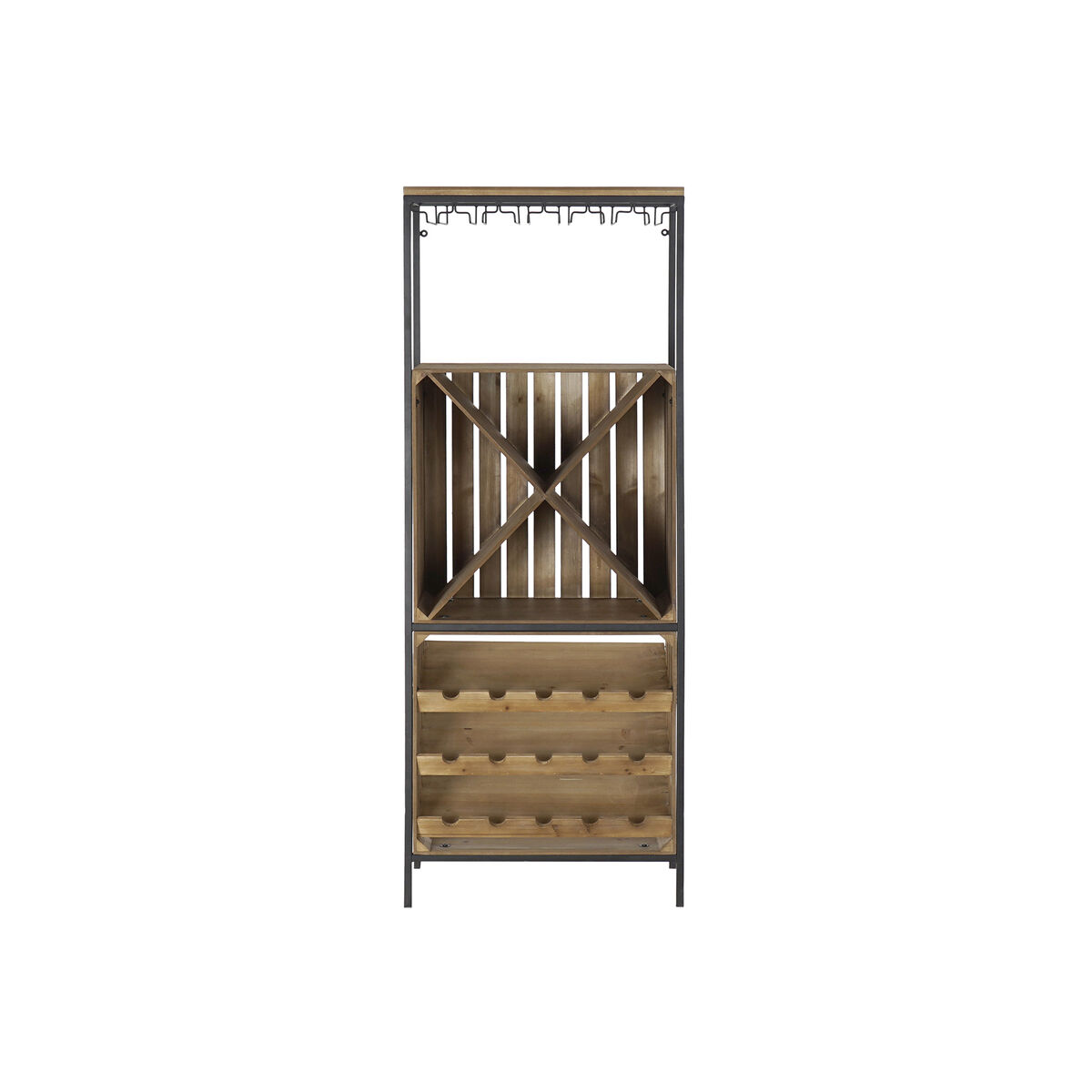 Flaskställ DKD Home Decor Svart Naturell Metall Gran 60 x 30 x 160 cm - 4