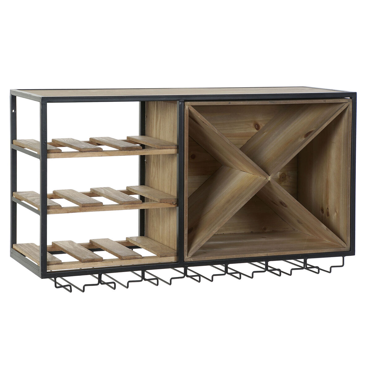Flaskställ DKD Home Decor 80 x 24 x 44 cm Gran Naturell Svart Metall Brun Trä MDF