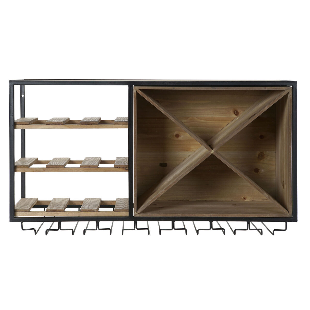 Flaskställ DKD Home Decor 80 x 24 x 44 cm Gran Naturell Svart Metall Brun Trä MDF - 4