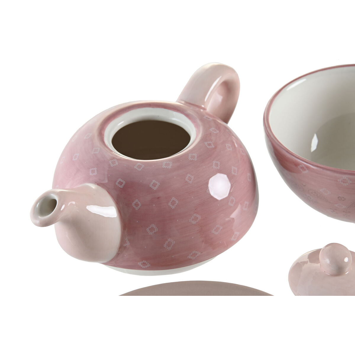 Spel: Tekanna DKD Home Decor Rosa Vit 750 ml Dolomite (3 antal) - 3