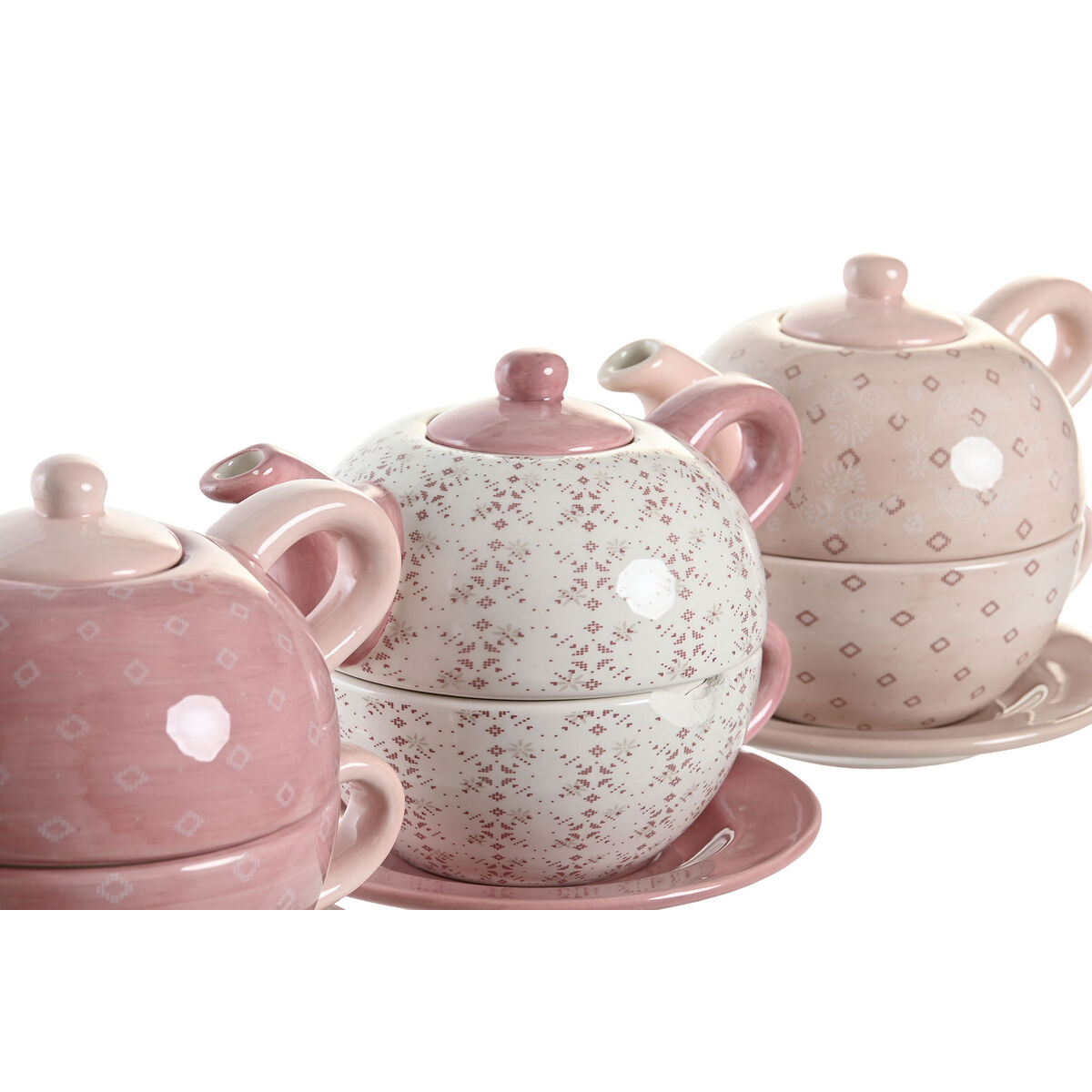 Spel: Tekanna DKD Home Decor Rosa Vit 750 ml Dolomite (3 antal) - 2