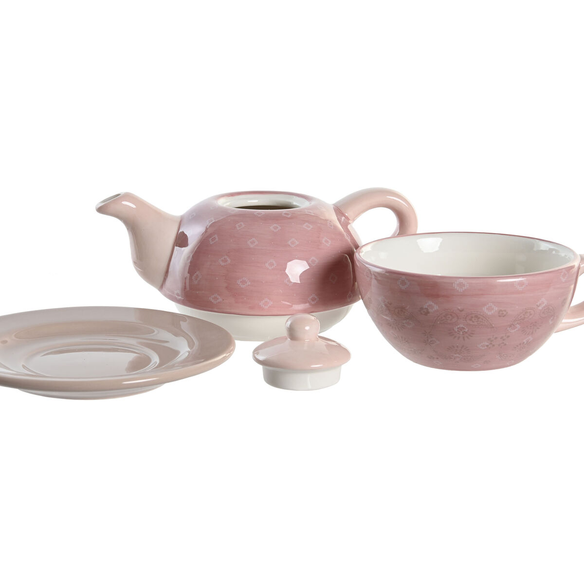 Spel: Tekanna DKD Home Decor Rosa Vit 750 ml Dolomite (3 antal) - 4