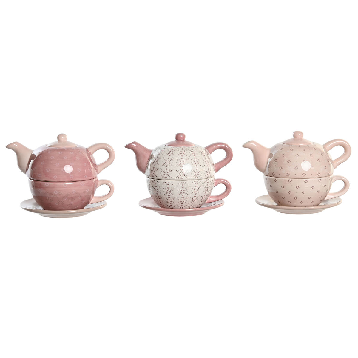 Spel: Tekanna DKD Home Decor Rosa Vit 750 ml Dolomite (3 antal)