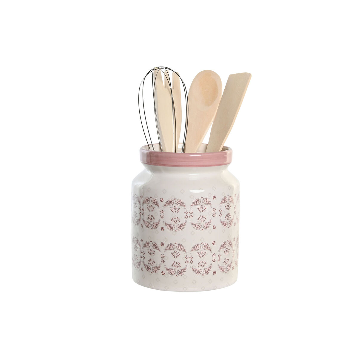 Kruka för köksredskap DKD Home Decor Rosa Metall Vit 12 x 12 x 22 cm Dolomite Trä MDF (5 antal)