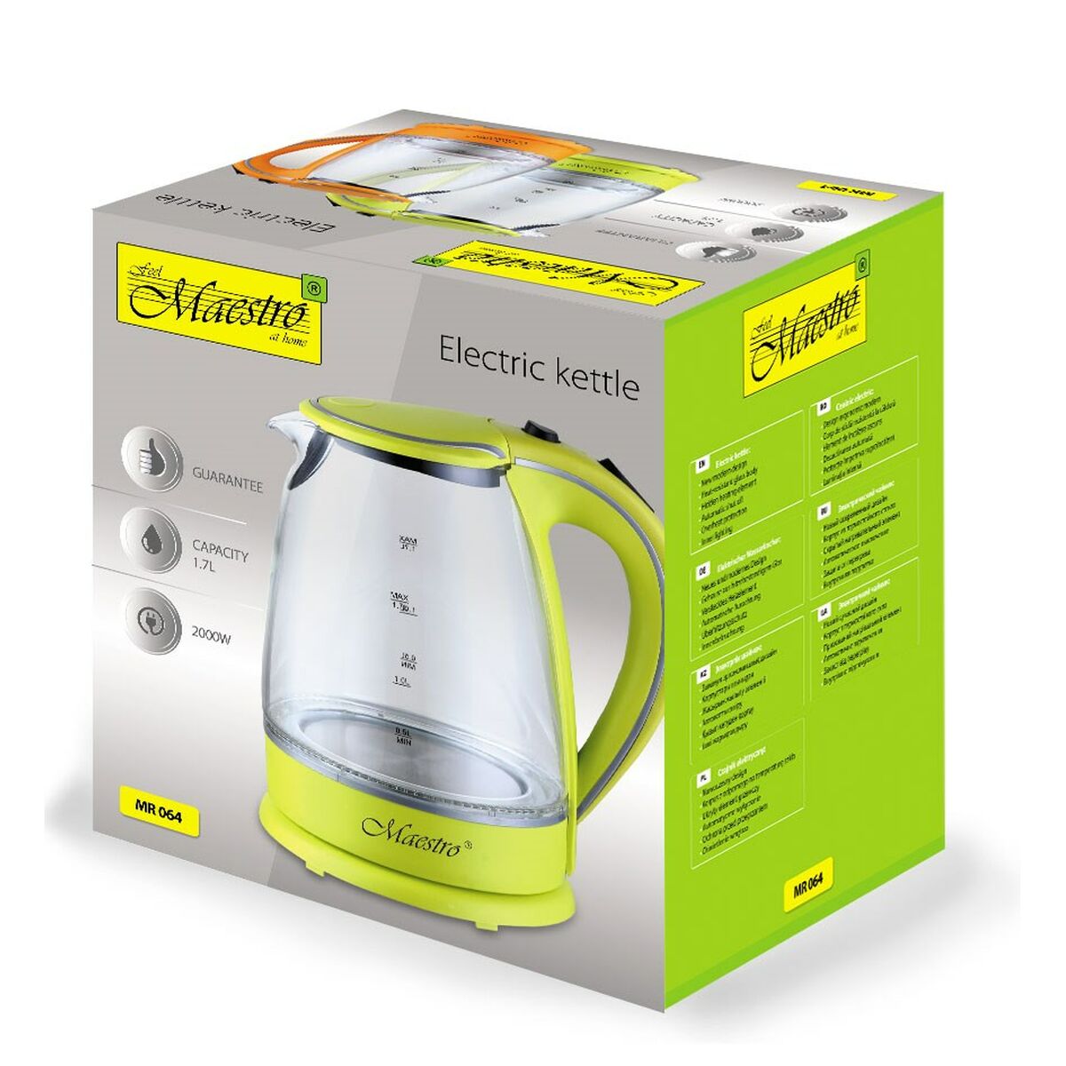 Vattenkokare Feel Maestro  MR-064 Grön Transparent Glas 2000 W 1,7 L - 2