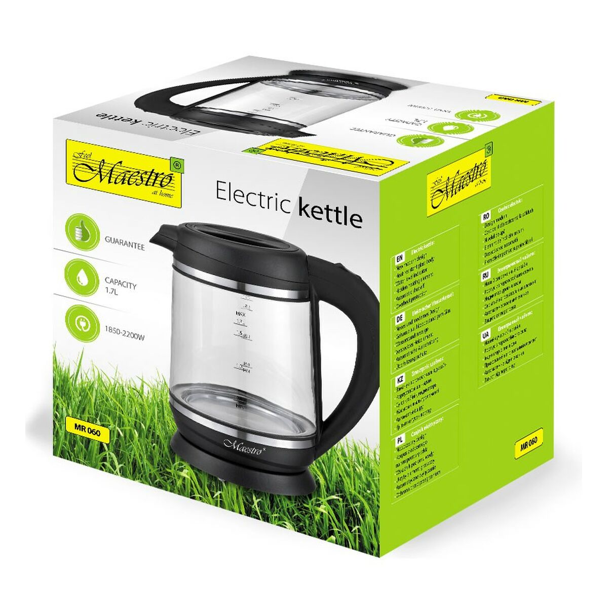 Vattenkokare Feel Maestro MR060  Svart Glas 2200 W 1,7 L - 2