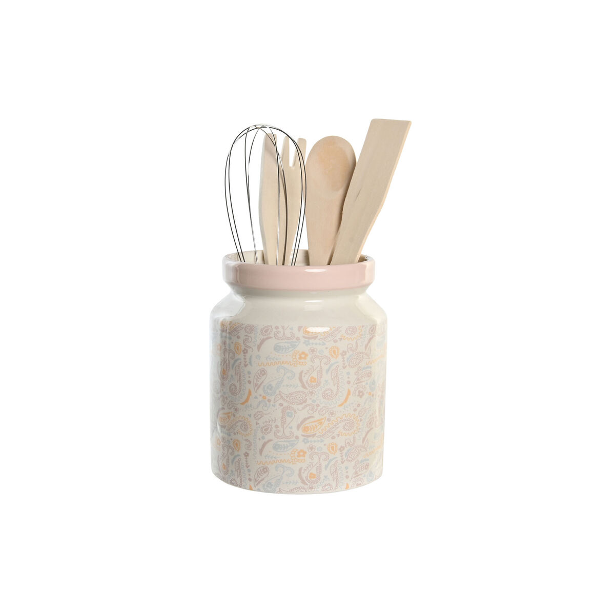 Kruka för köksredskap DKD Home Decor Rosa Metall Vit Dolomite Trä MDF 12 x 12 x 25 cm (5 antal)