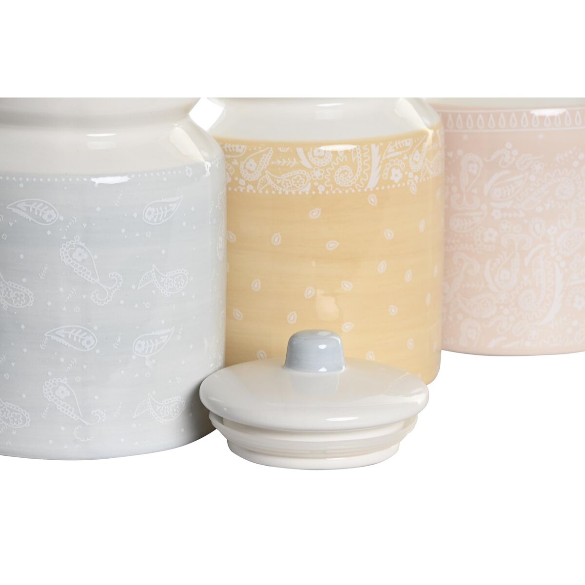 Burk DKD Home Decor 12 x 12 x 16 cm Blå Rosa Gul Dolomite Shabby Chic (3 antal) - 3