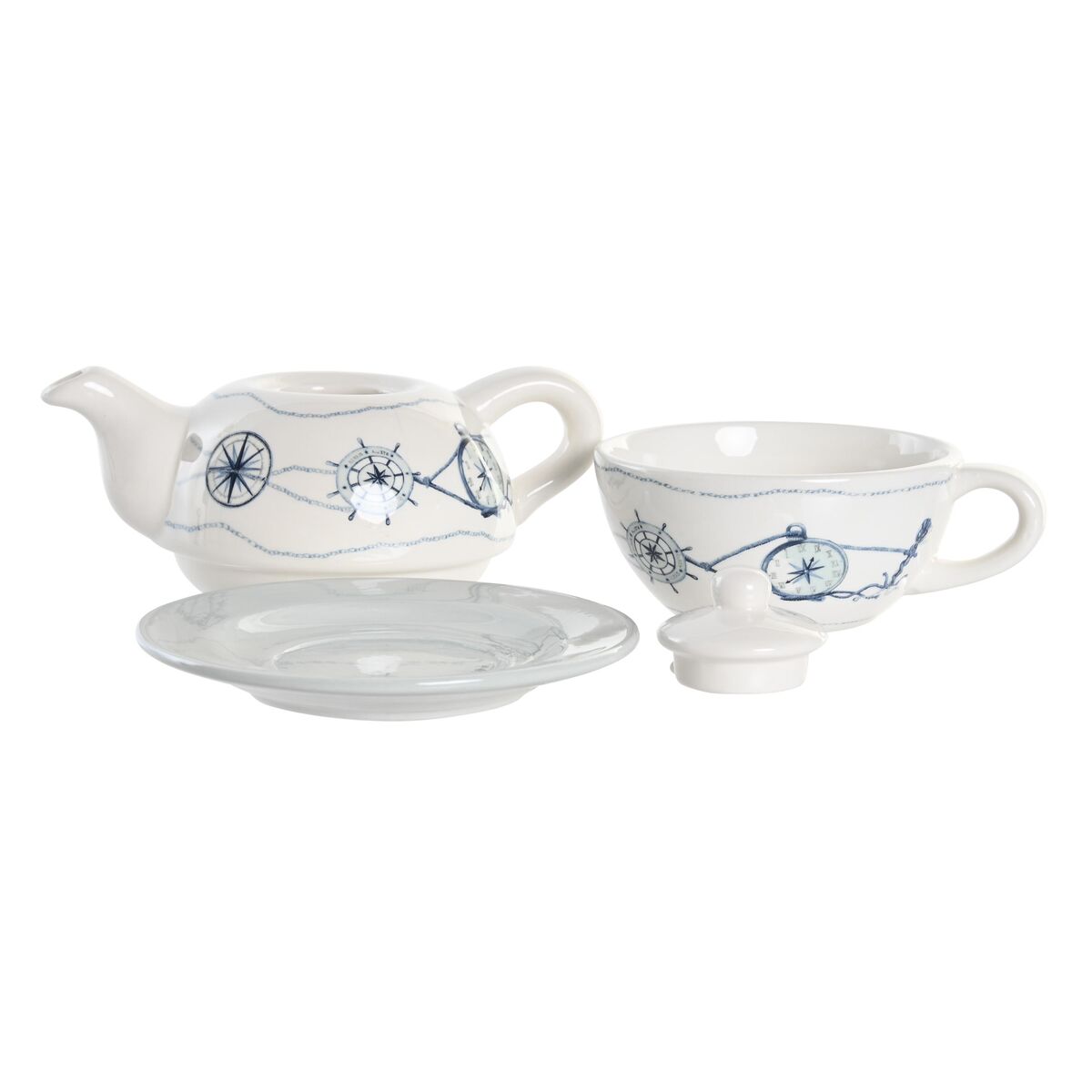 Spel: Tekanna DKD Home Decor Blå Vit 750 ml Dolomite (3 antal) - 3
