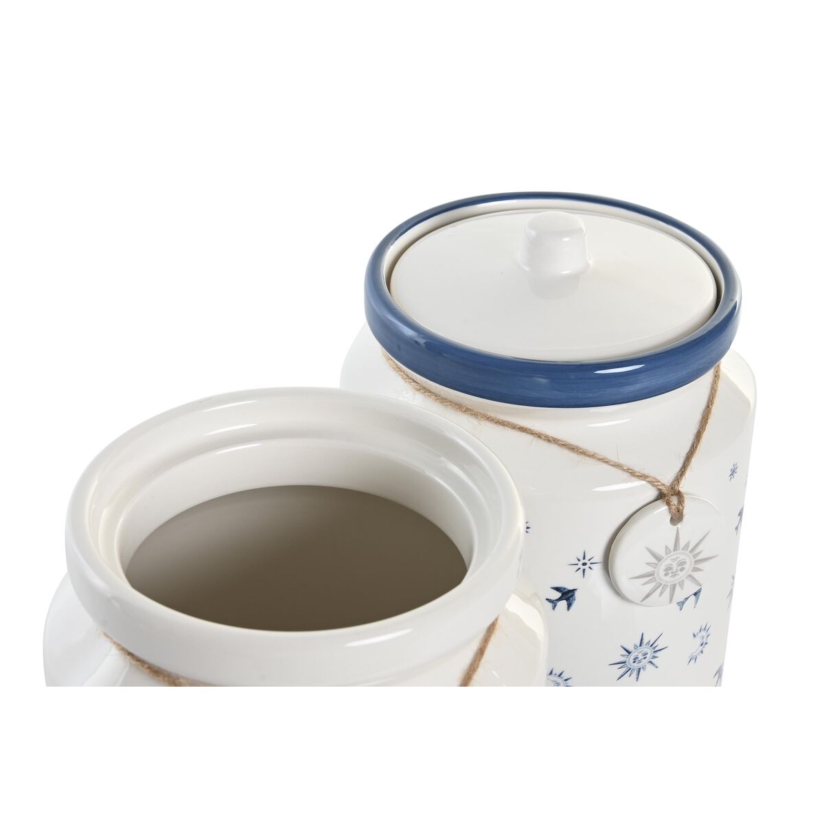 Burk DKD Home Decor Blå 15 x 15 x 21 cm Vit Dolomite (2 antal) - 2