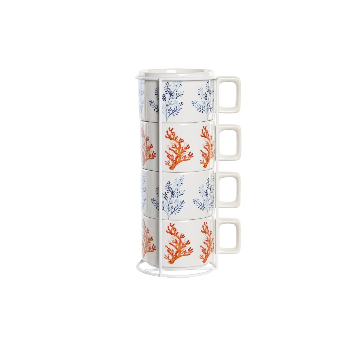 Set med kaffekoppar DKD Home Decor Blå Metall Fuchsia 260 ml 4 Delar Dolomite