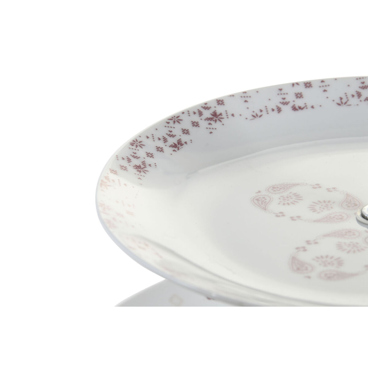 Fruktskål DKD Home Decor 27 x 27 x 34 cm Porslin Rosa Metall Vit - 2