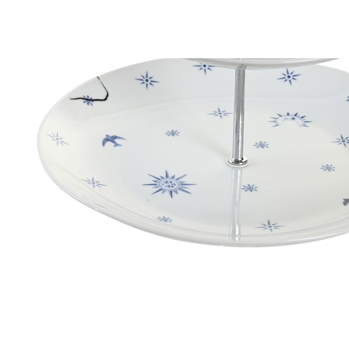 Fruktskål DKD Home Decor 27 x 27 x 34 cm Porslin Blå Metall Vit - 2