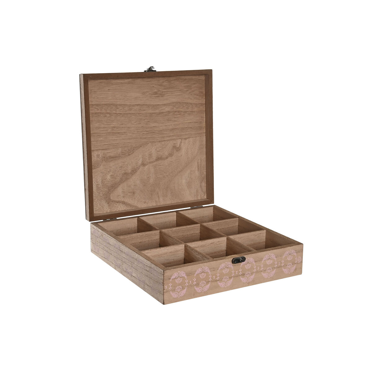 Låda för örtte DKD Home Decor Glas Rosa Metall Vit 24 x 24 x 7 cm 3 Delar Trä MDF - 2