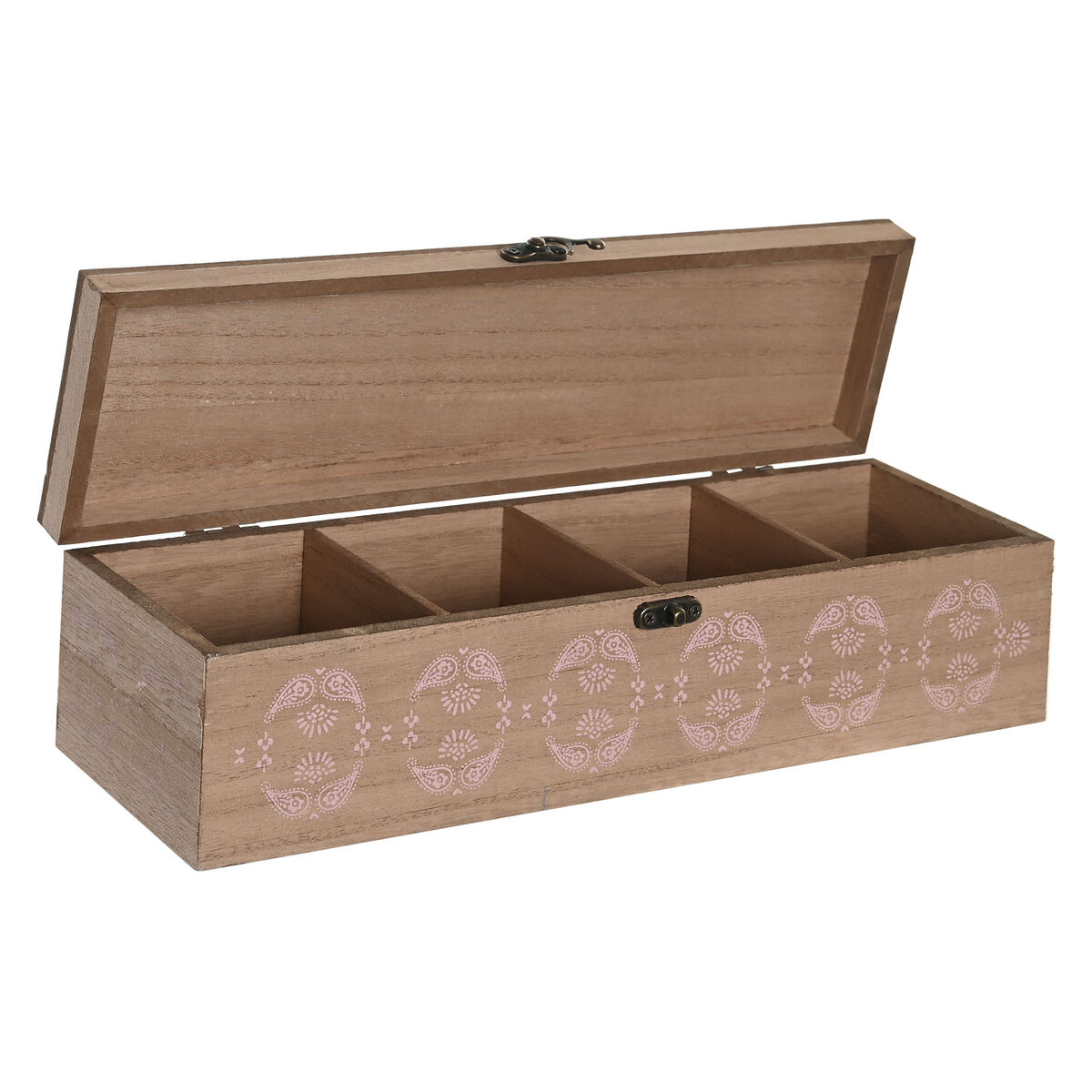 Låda för örtte DKD Home Decor 30 x 9 x 8 cm Glas Rosa Vit 3 Delar Trä MDF - 2