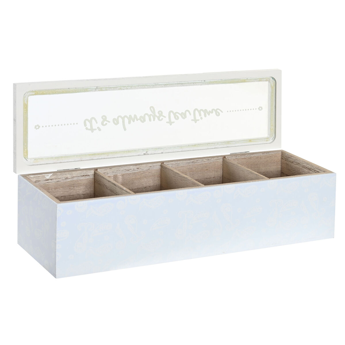 Låda för örtte DKD Home Decor 30 x 9 x 8 cm Glas Blå Rosa 3 Delar Trä MDF - 2