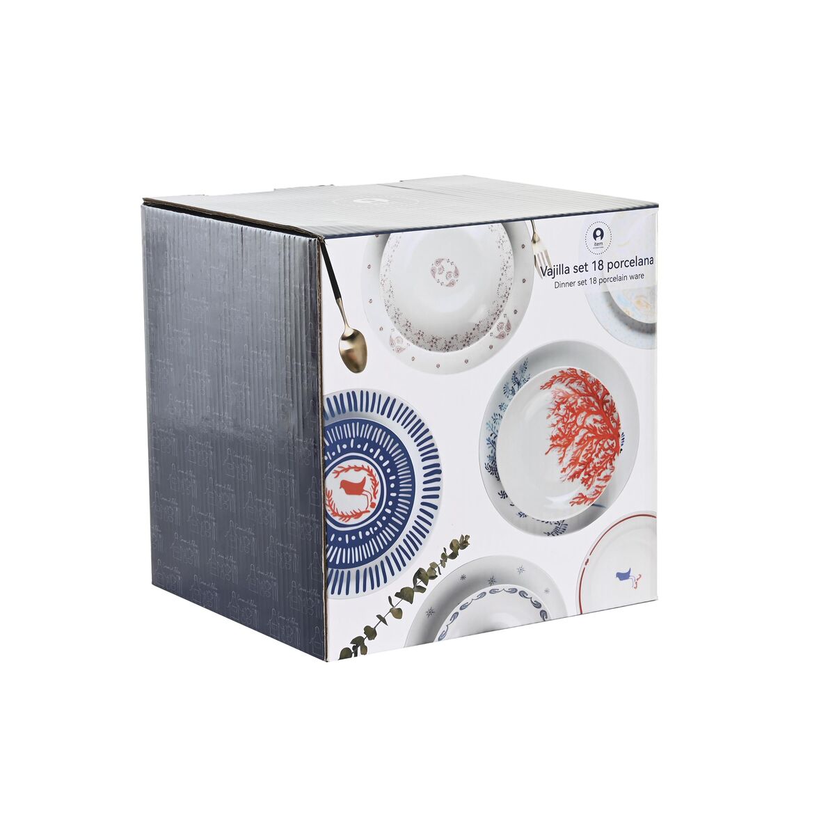 Servissats DKD Home Decor Vit Rosa Porslin Scandi 18 Delar 27 x 27 x 3 cm - 2