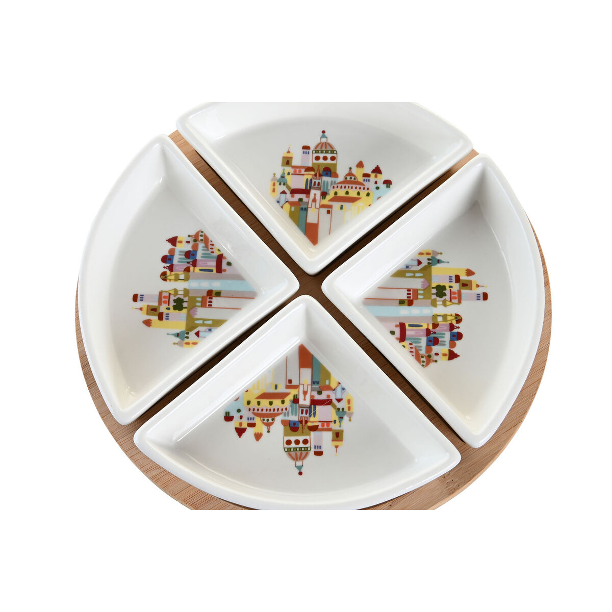 Tilltuggsset DKD Home Decor 21,5 x 21,5 x 1 cm Naturell Röd Multicolour Stengods Cottage Hus - 2