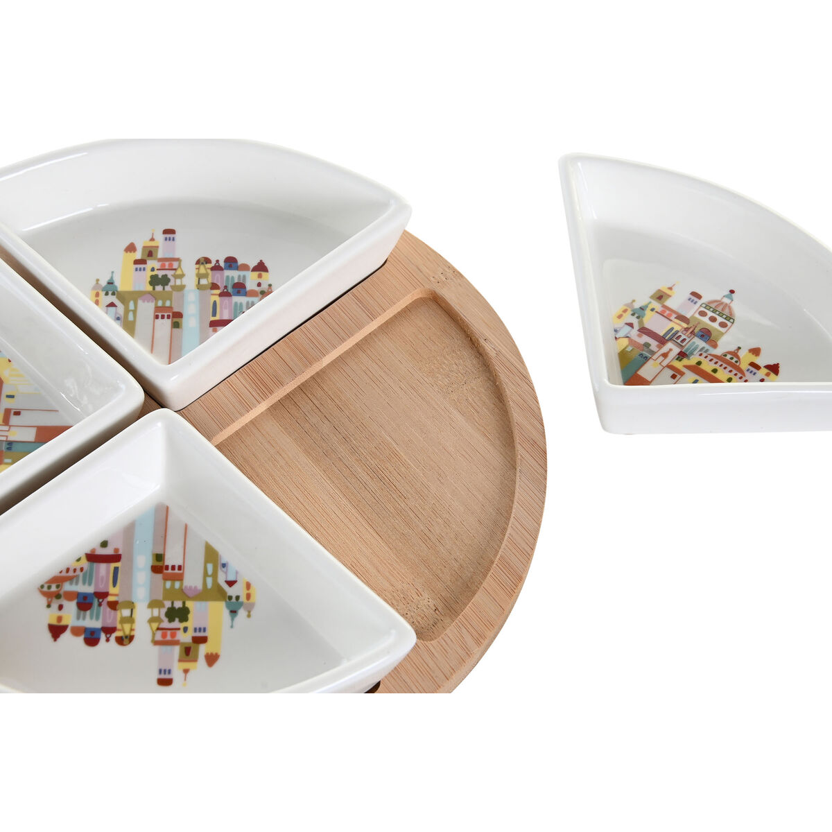 Tilltuggsset DKD Home Decor 21,5 x 21,5 x 1 cm Naturell Röd Multicolour Stengods Cottage Hus - 3
