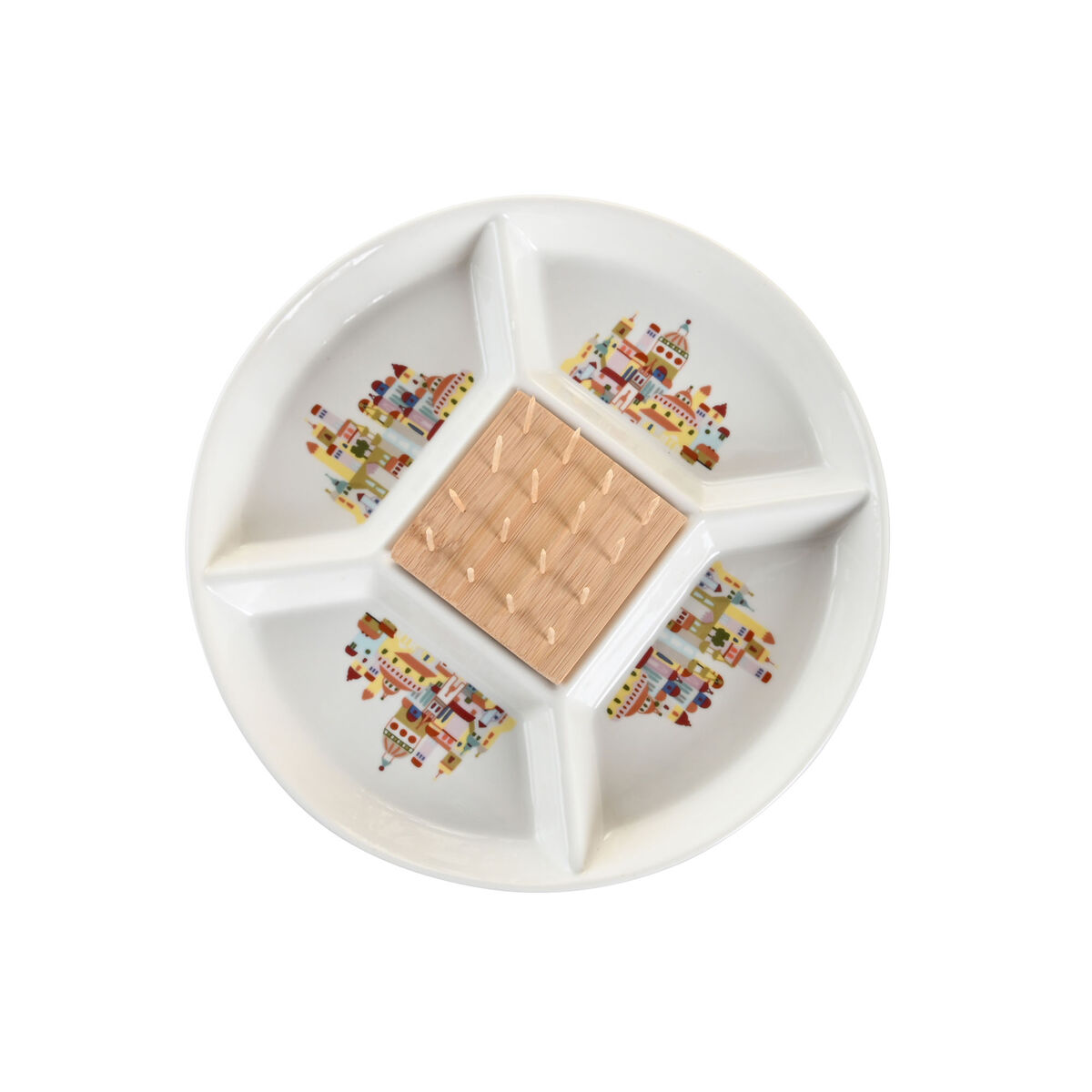 Tilltuggsset DKD Home Decor 23,5 x 23,5 x 7 cm Naturell Röd Multicolour Stengods Cottage Hus - 2