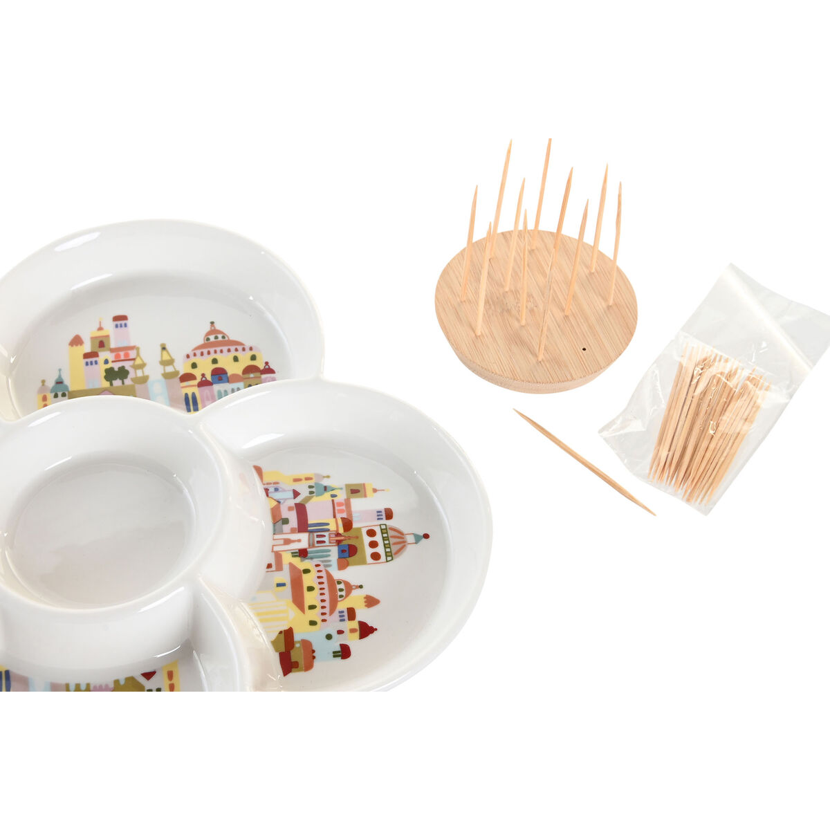 Tilltuggsset DKD Home Decor Naturell Röd Multicolour Stengods 22 x 22 x 7 cm Cottage Hus - 3