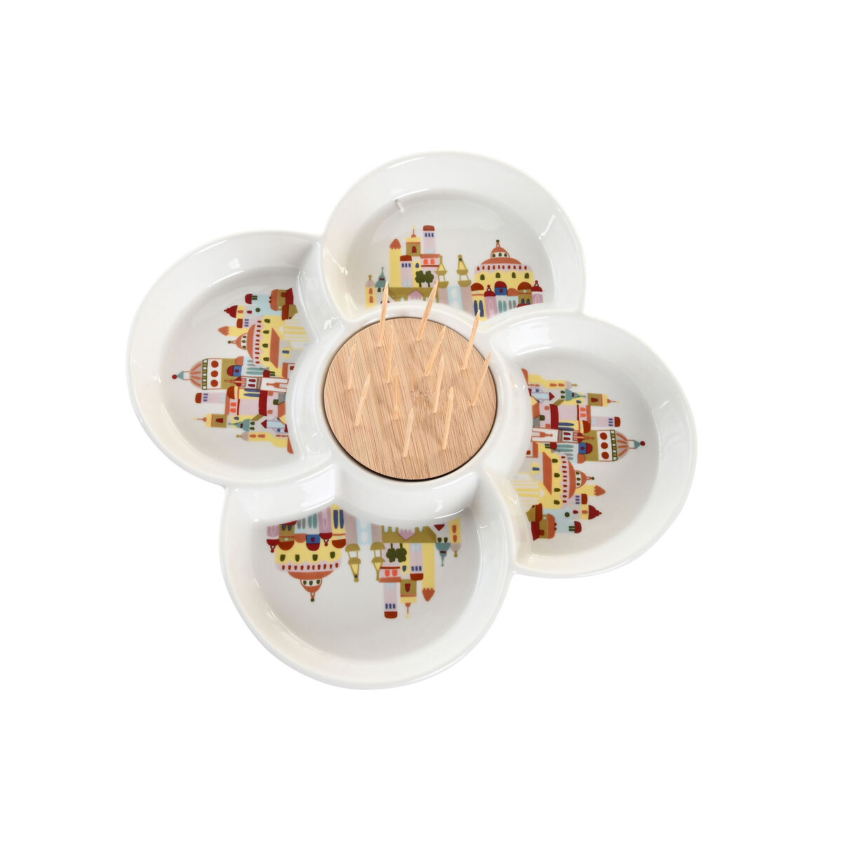 Tilltuggsset DKD Home Decor Naturell Röd Multicolour Stengods 22 x 22 x 7 cm Cottage Hus - 2