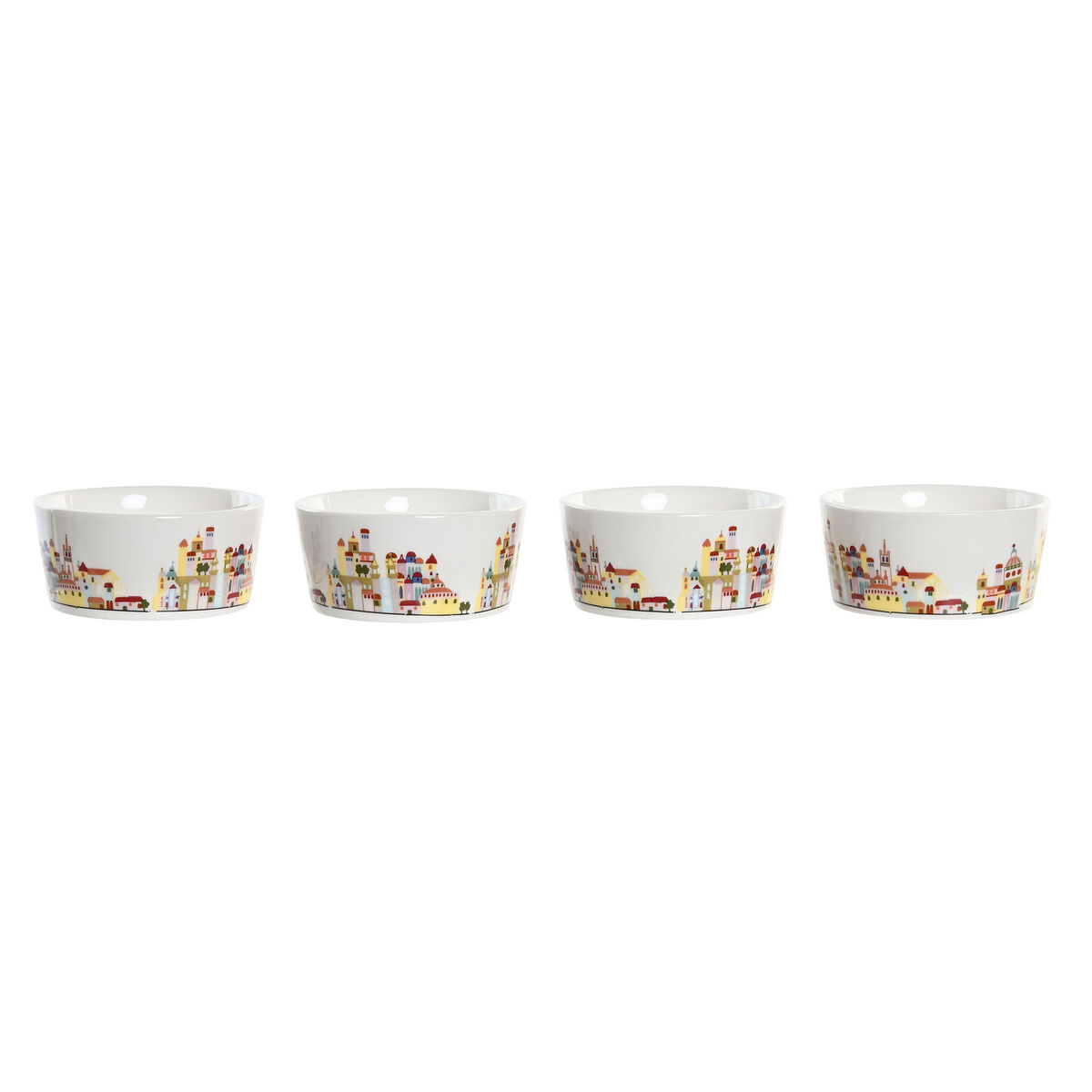 Tilltuggsset DKD Home Decor 19,7 x 19,7 x 1 cm Naturell Blå Multicolour Stengods Cottage Hus - 2