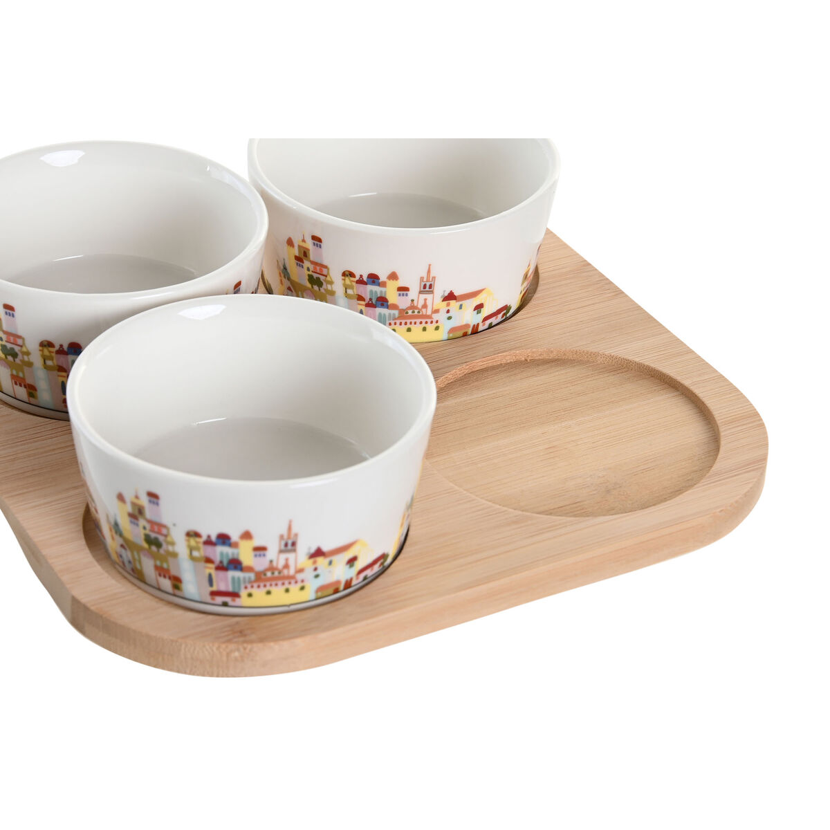 Tilltuggsset DKD Home Decor 19,7 x 19,7 x 1 cm Naturell Blå Multicolour Stengods Cottage Hus - 3