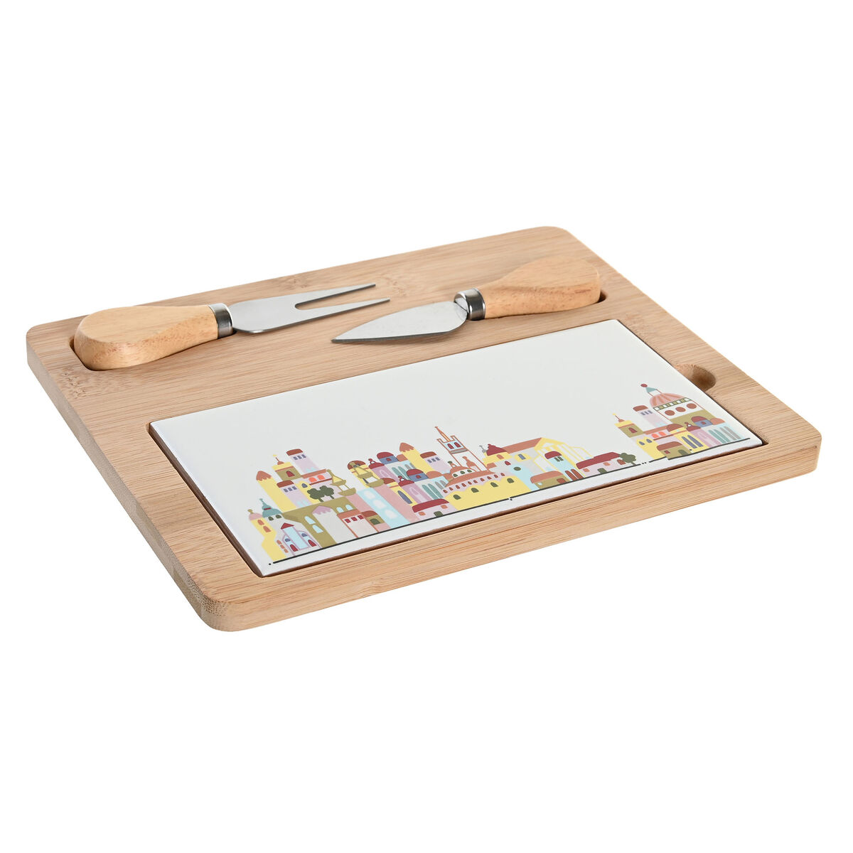 Tilltuggsset DKD Home Decor 24,5 x 20 x 1,2 cm Röd Vit Multicolour Stengods Cottage Hus - 2